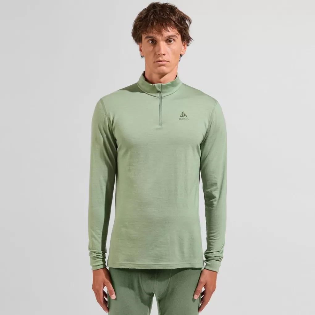 Base Layer A Mezza Zip A Manica Lunga Natural Merino 200-Odlo Clearance