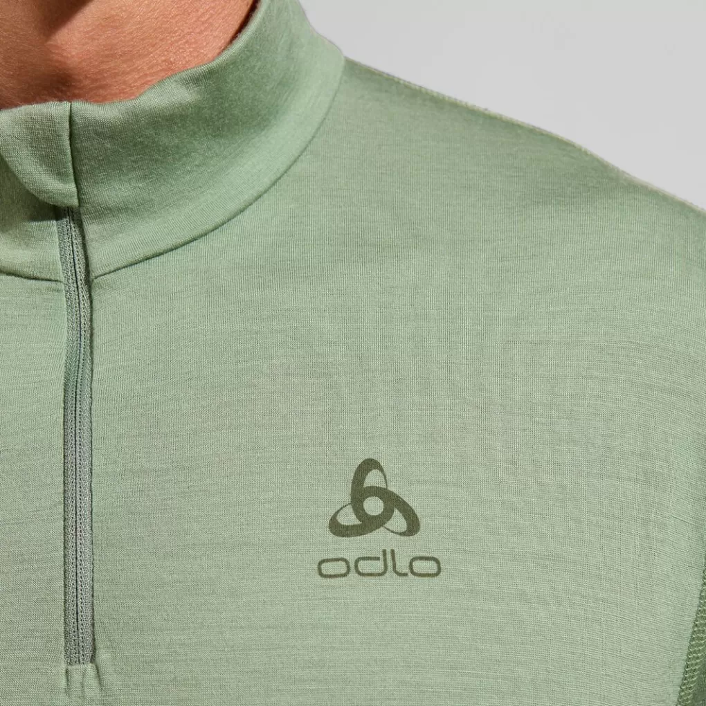 Base Layer A Mezza Zip A Manica Lunga Natural Merino 200-Odlo Clearance