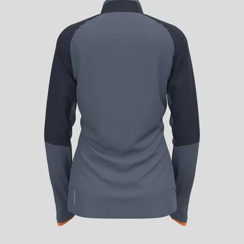 Mid Layer A Mezza Zip Descent Ceramiwarm-Odlo Clearance