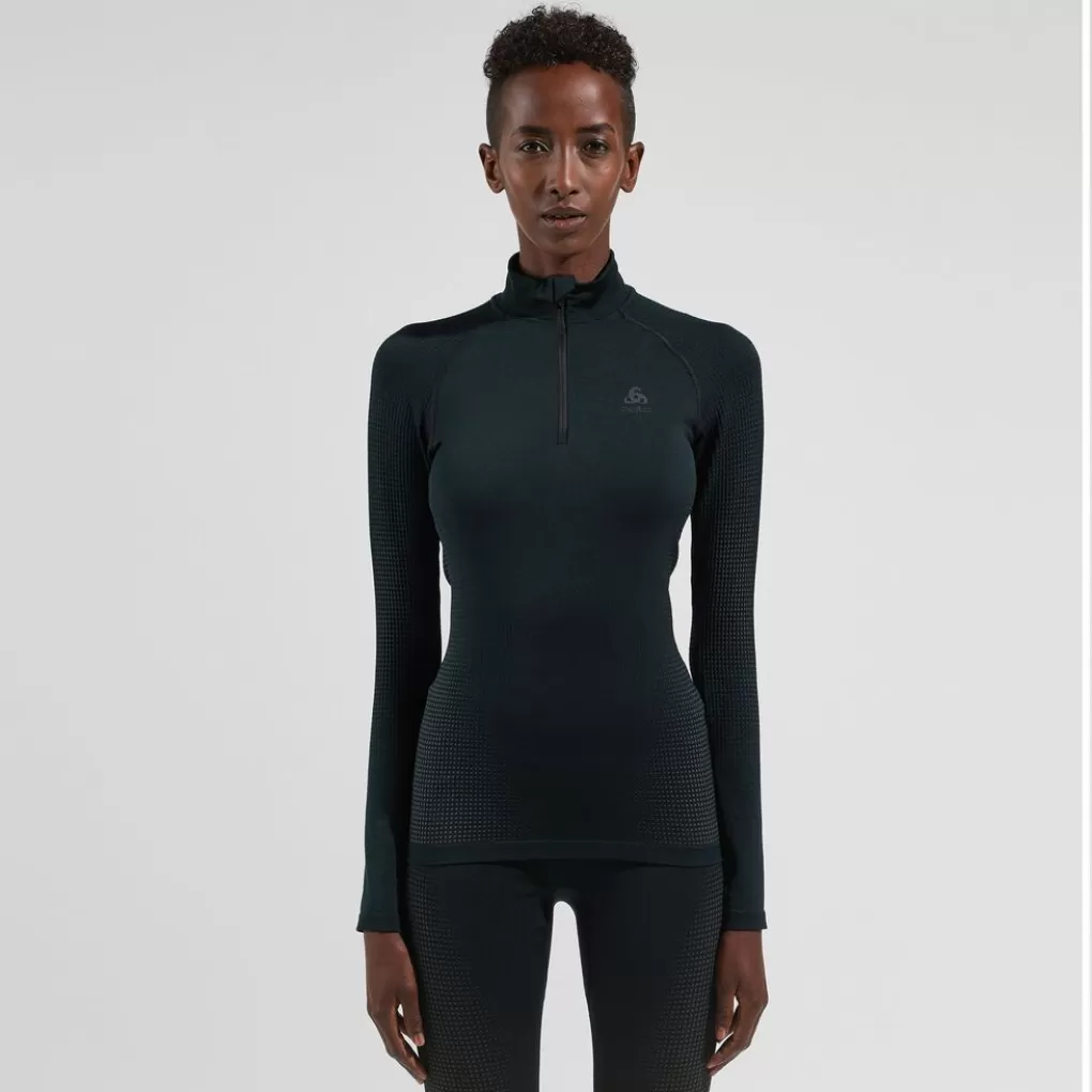 Top A Collo Alto Con Mezza Zip Performance Warm Da Donna-Odlo Hot