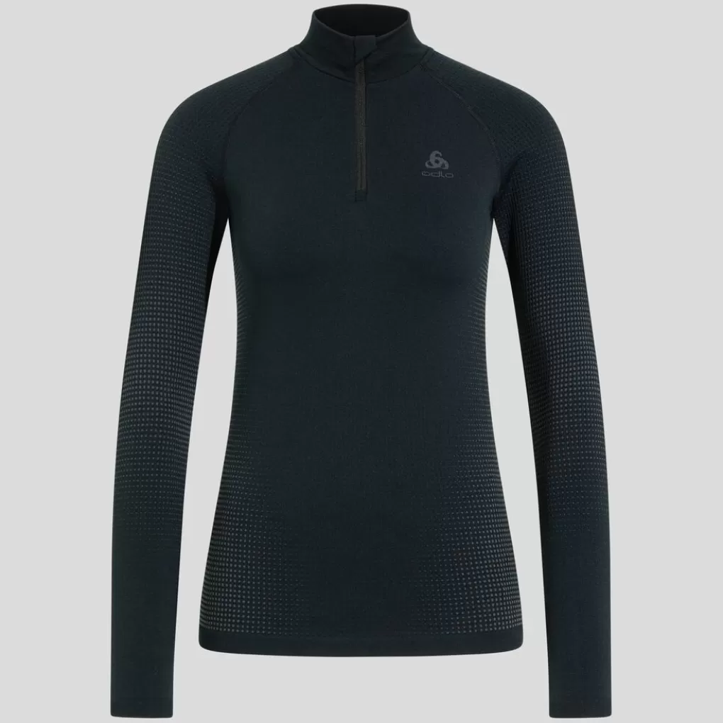 Top A Collo Alto Con Mezza Zip Performance Warm Da Donna-Odlo Hot